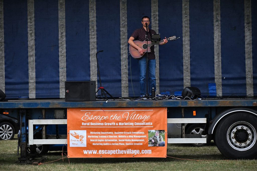 Our banner on the live music stand